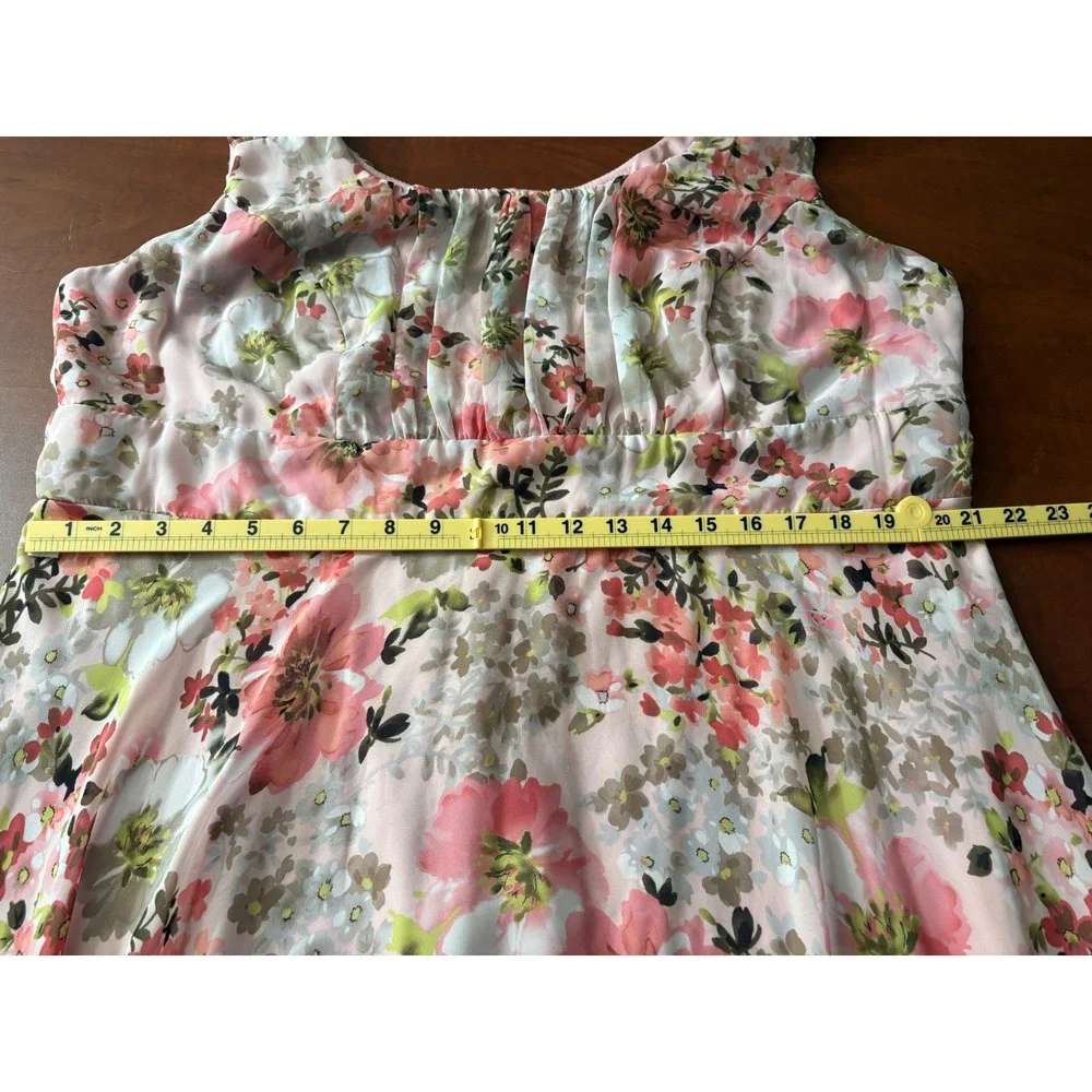 Signature Ella Pink Floral Empire Waist Chiffon Dress Plus Size 20W Sleeveless - Picture 7 of 7